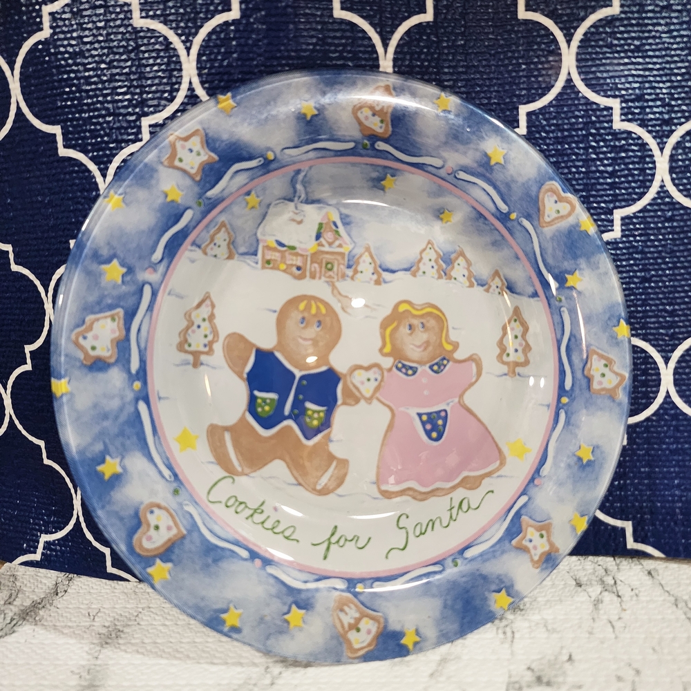 Cookie Santa Plate with Gingerbread Design Made in France
